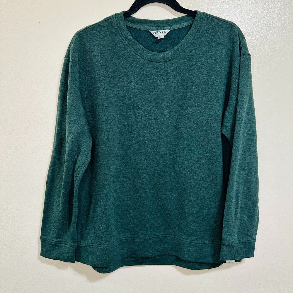 Orvis Men's Forrest Green Fleece Sweatshirt Size M Outdoors Casual Pullover